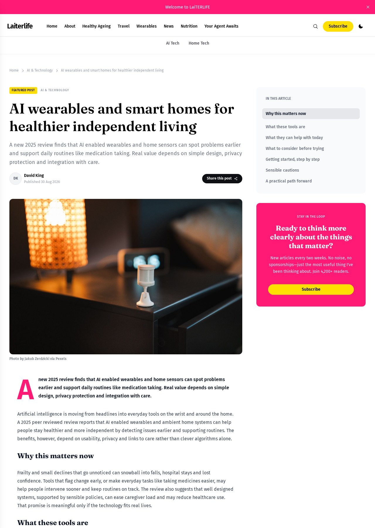 Published LaiTERLIFE article about AI wearables and smart homes
