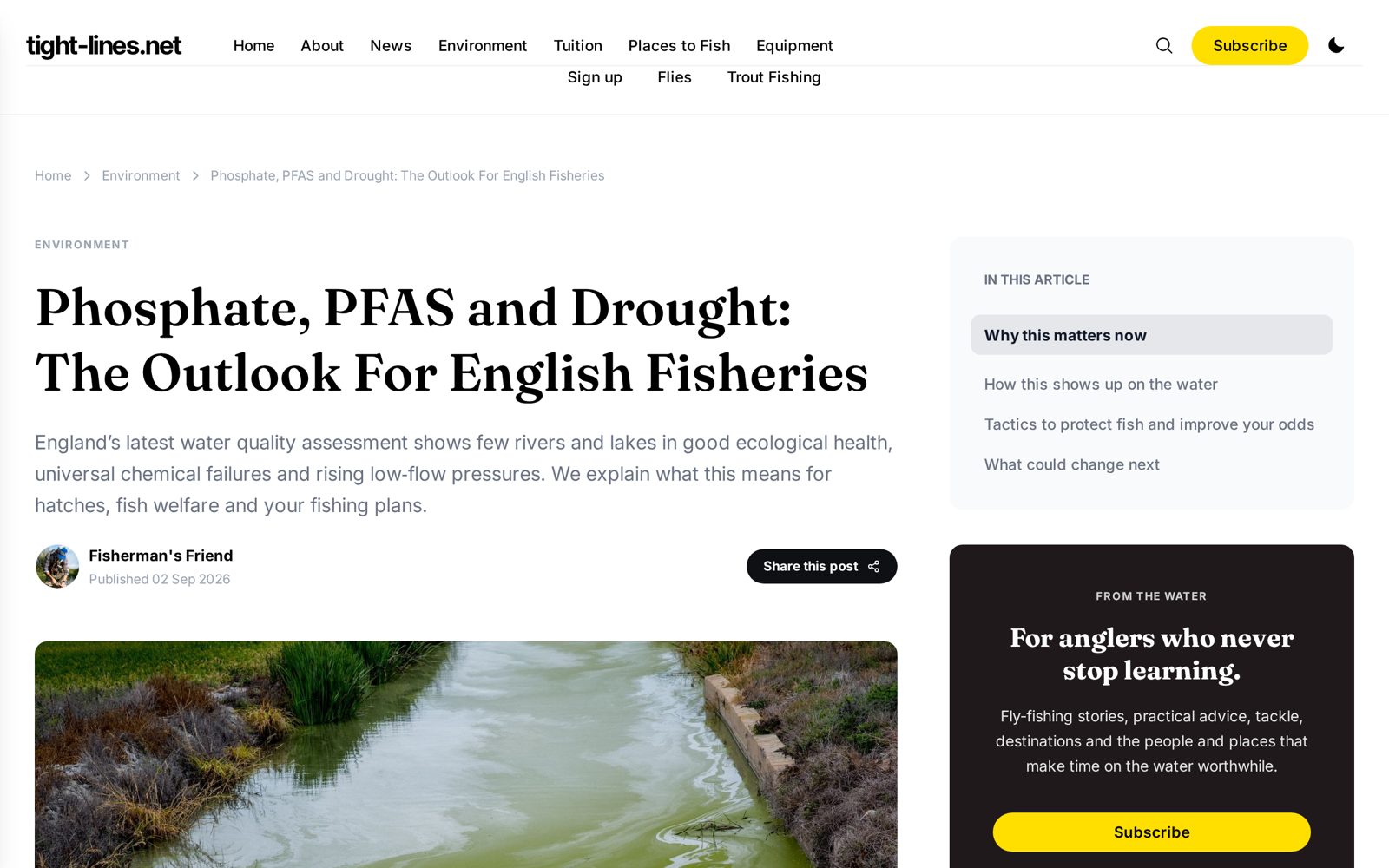 Published tight-lines.net article about phosphate, PFAS and drought in English fisheries
